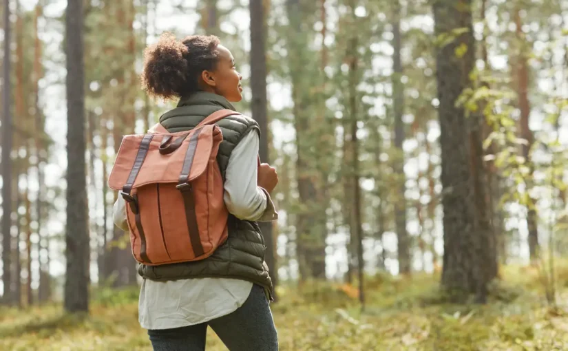 Person walking in forest