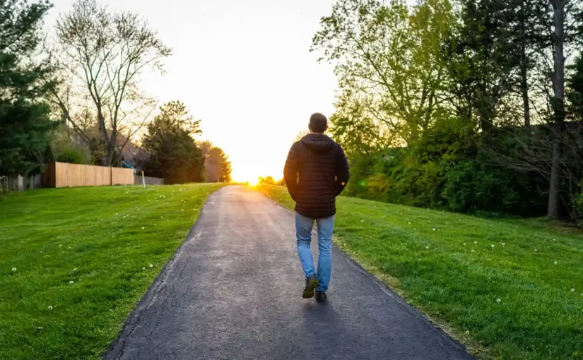 Person walking in a park
