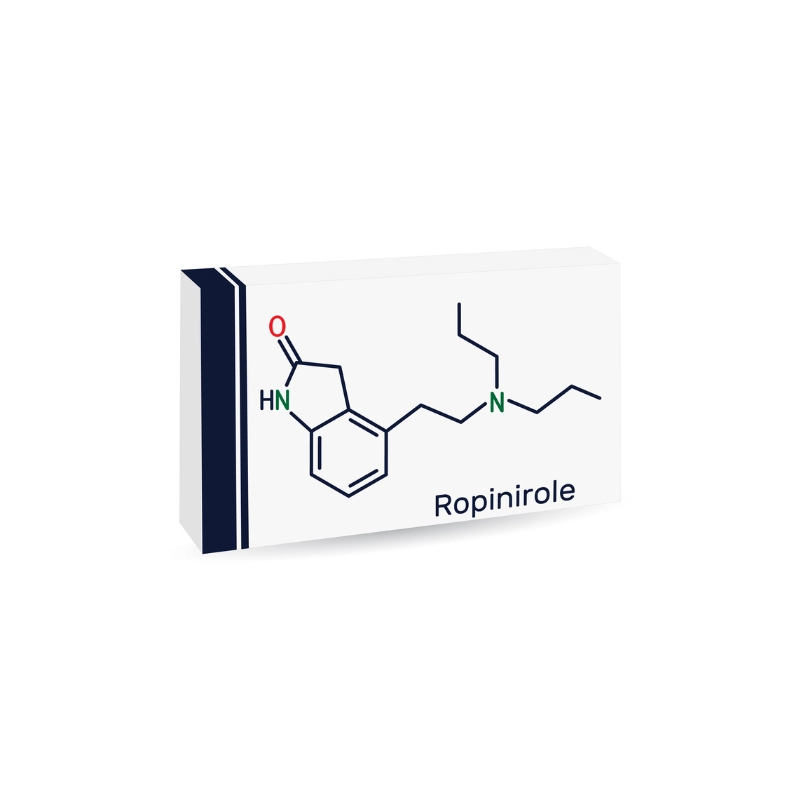 Are Dopamine Agonists Addictive? Image of ropinirole packet.