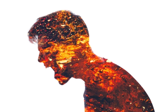 Does Cocaine Make You Aggressive? An abstract image of a man shouting, depicting aggression.